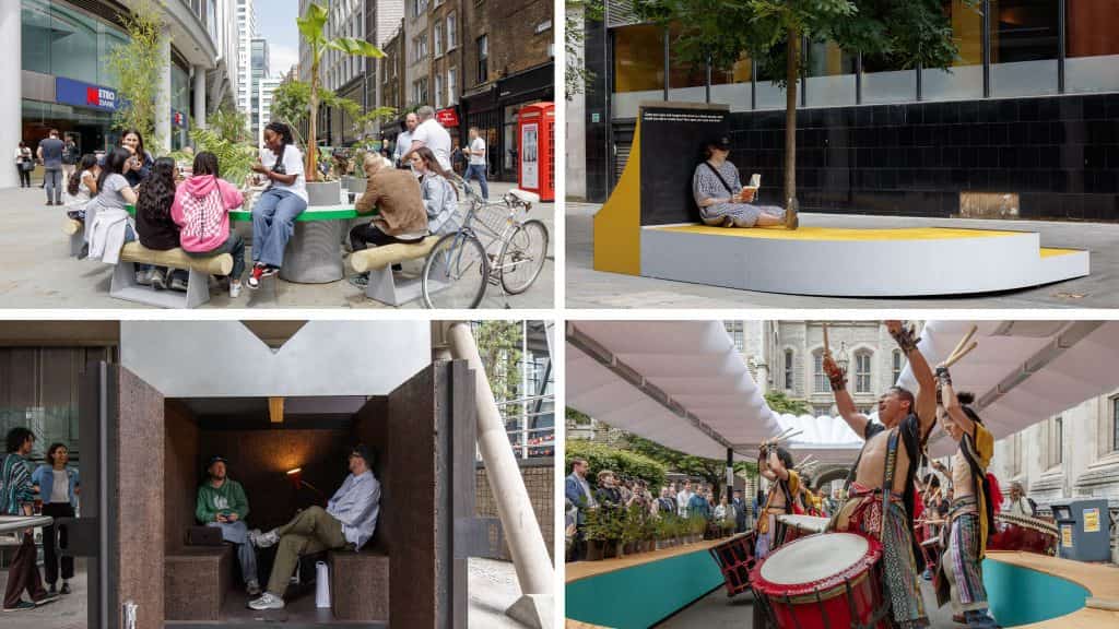 A collage of four urban interventions