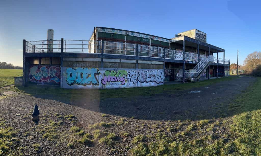 A 'before' image of the graffitied pavilion